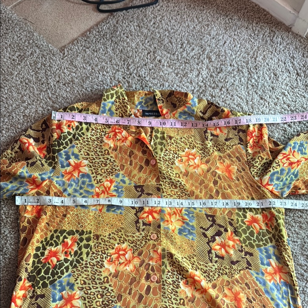 Impressions Floral Patchwork Button-Up Blouse - Picture 7 of 10